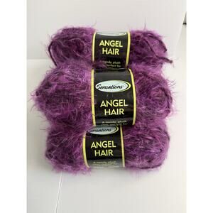 Lot 5 Skeins Sensations Angel Hair Yarn 22% Wool Purple Grape 120 yards Turkey